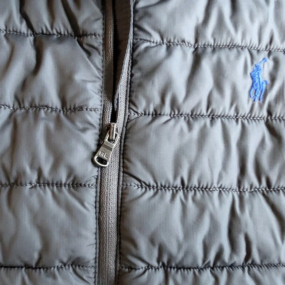 Polo Ralph Lauren‎ Kids Gray Puffer Vest Zip Up Embroidered Pony Size M